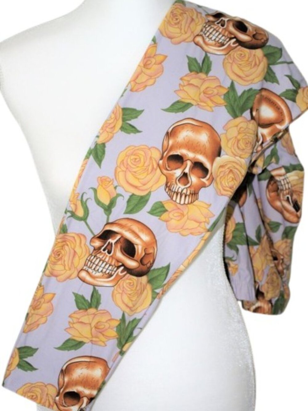 Goth Chic Leggings Skull Rose Pattern Purple Yellow Roses 3X-5X TC2 12-20